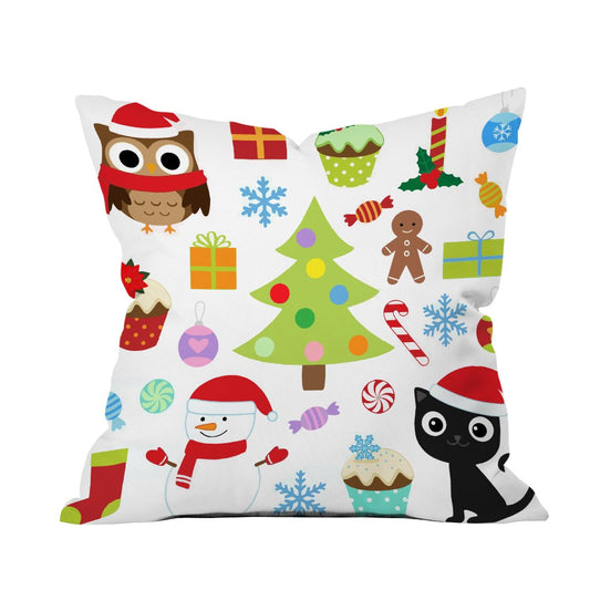 Christmas-themed throw pillow featuring festive designs and colors, perfect for holiday decor and cozy winter vibes.

