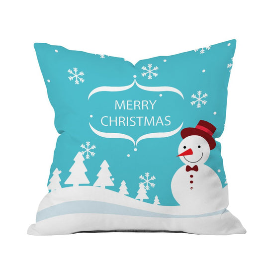 A cozy pillow featuring a cheerful snowman and a festive "Merry Christmas" message. Perfect for holiday decor!

