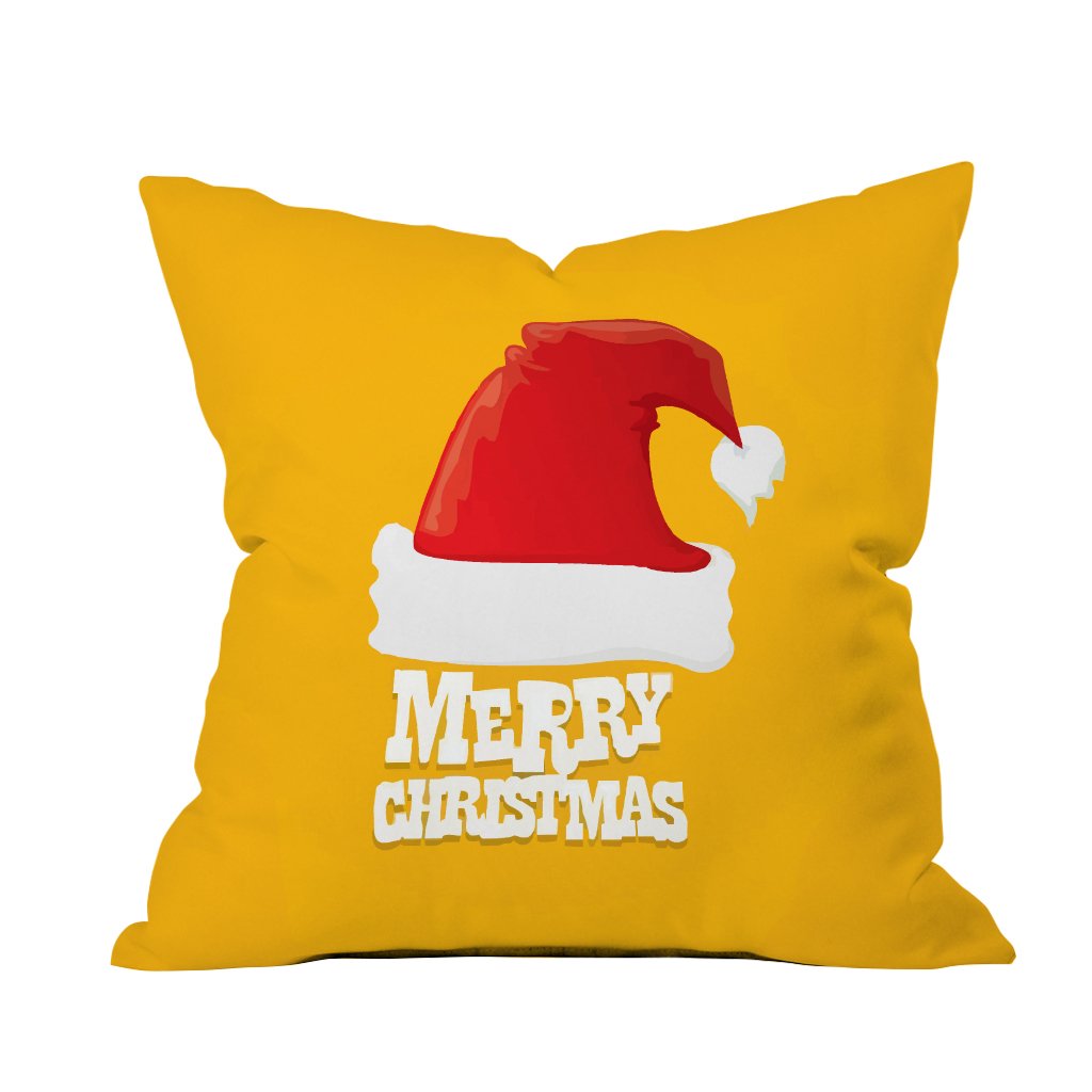 Merry Christmas throw pillow featuring festive designs and colors, perfect for holiday home decor.

