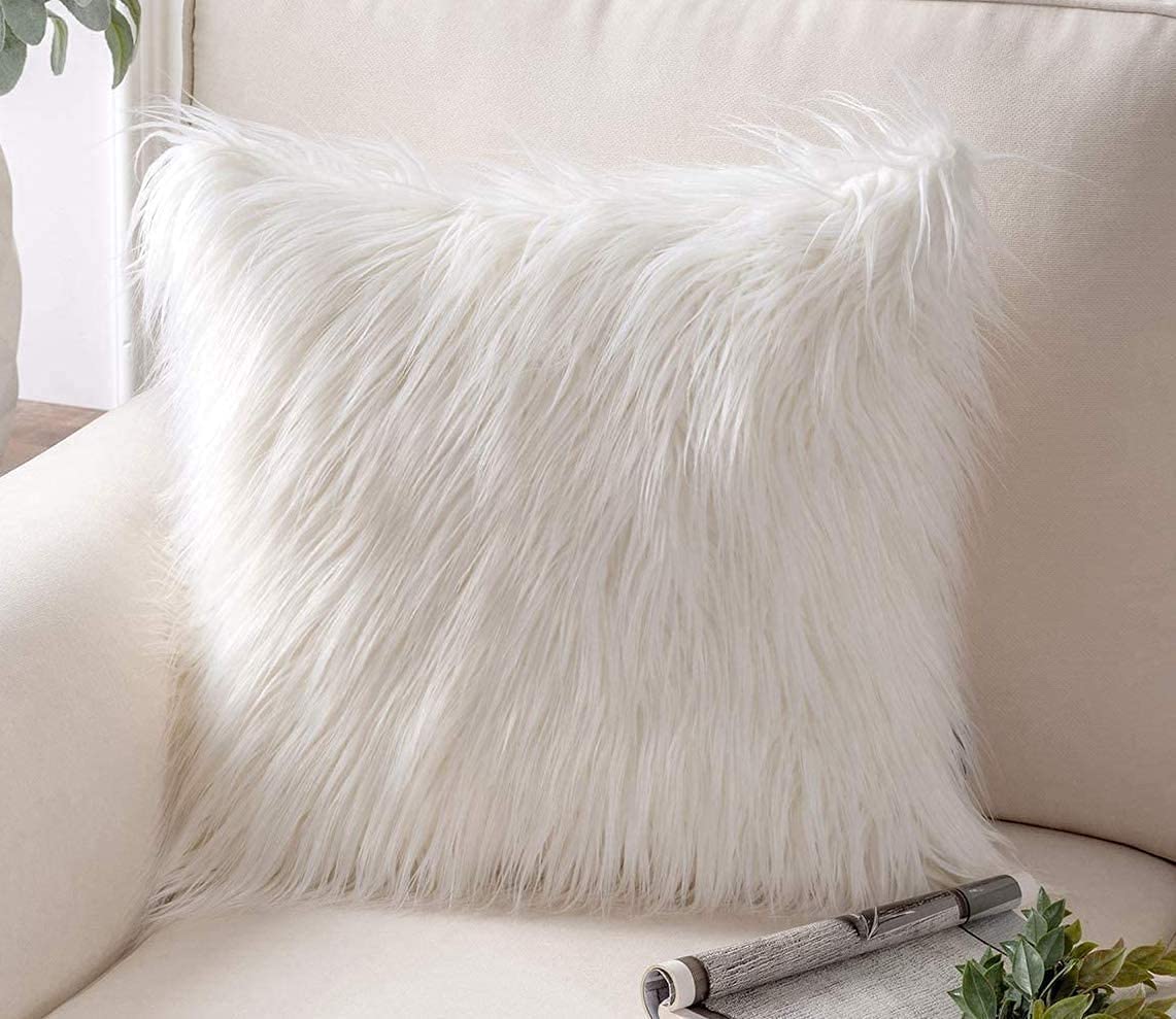 White Faux Fur Cushion