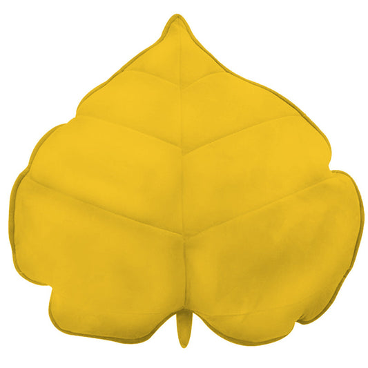 A cozy  leaf-shaped cushion on a clean white background, perfect for adding a touch of nature to your home decor.