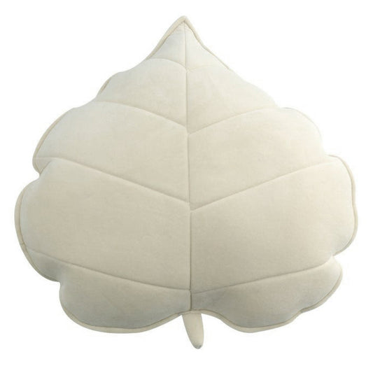 A cozy  leaf-shaped cushion on a clean white background, perfect for adding a touch of nature to your home decor.