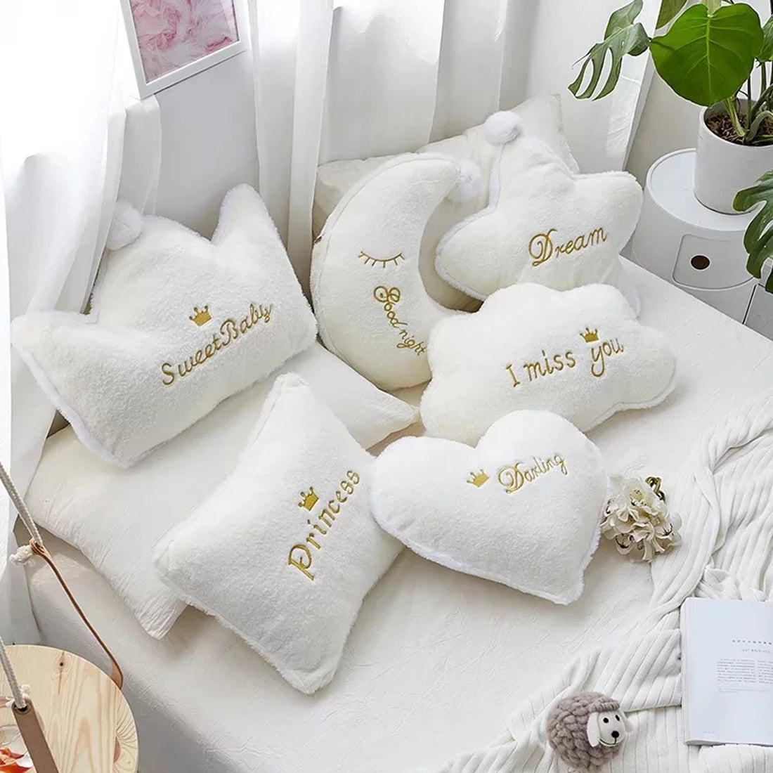 Soft white pillow featuring "good night" message for sweet dreams.