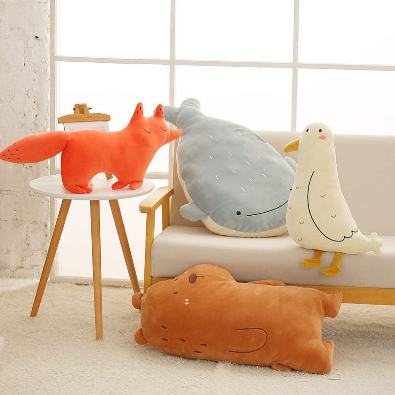 1. Colorful plush toys of cute cartoon animals for kids to cuddle and play with.