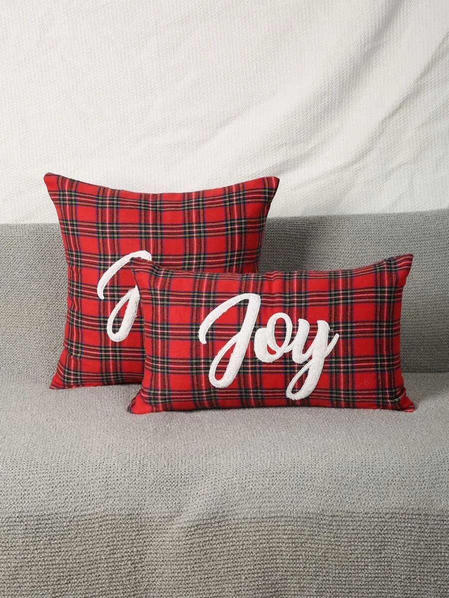 Joy Christmas Embroidery Cushion