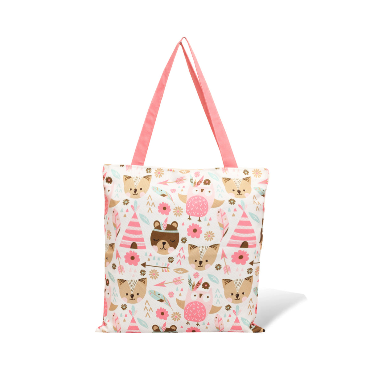 Cute animal and flower design tote bag, ideal for carrying your essentials with a fun and playful twist.