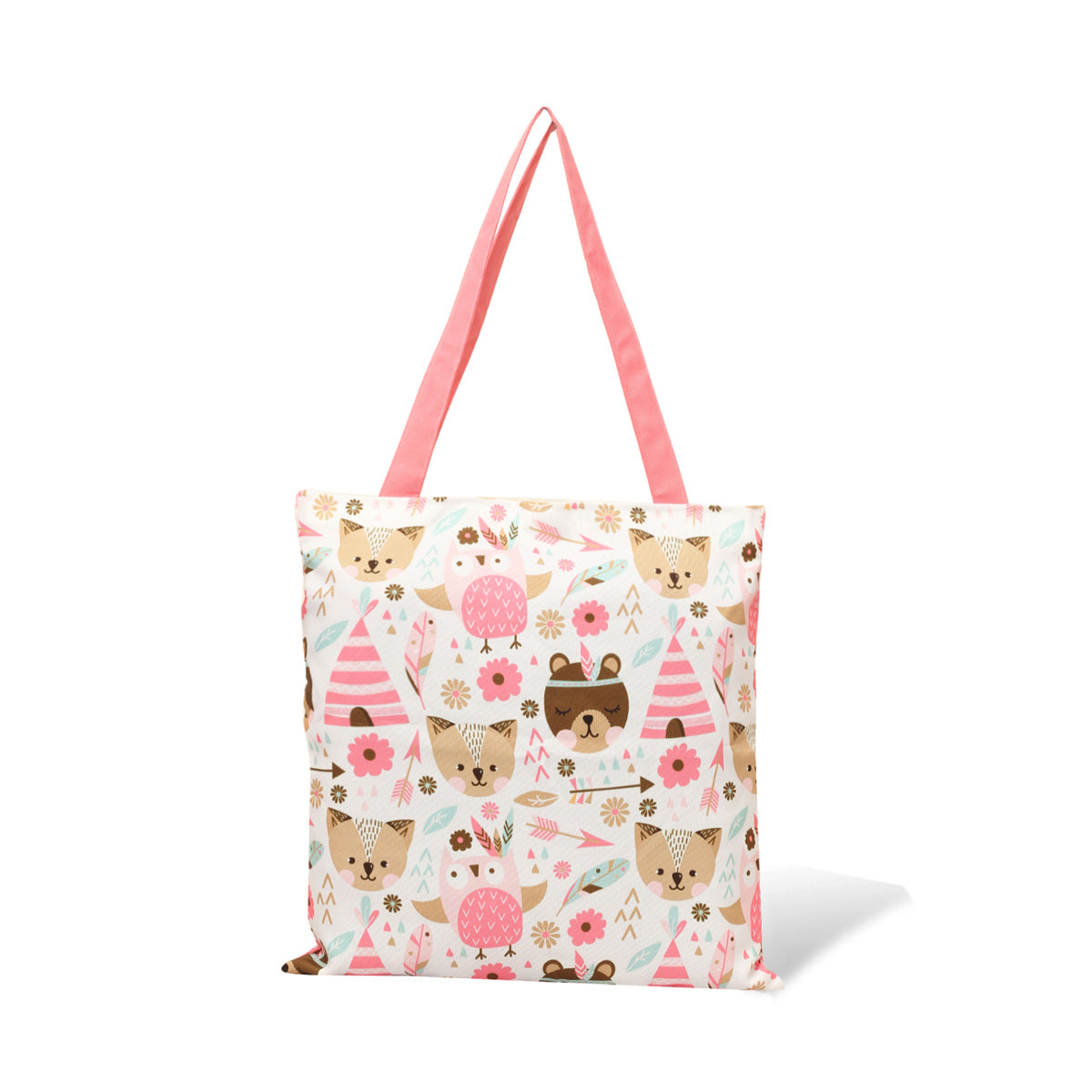 Stylish tote bag with pink handle and matching purse.