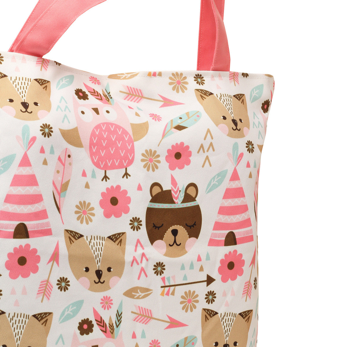 Cute animal and flower design tote bag, ideal for carrying your essentials with a fun and playful twist.