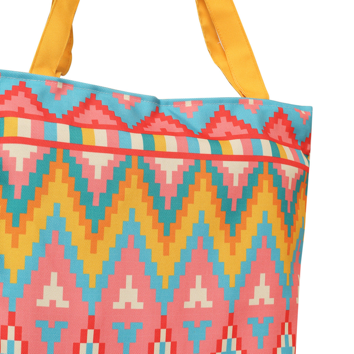 Colorful tote bag with geometric pattern