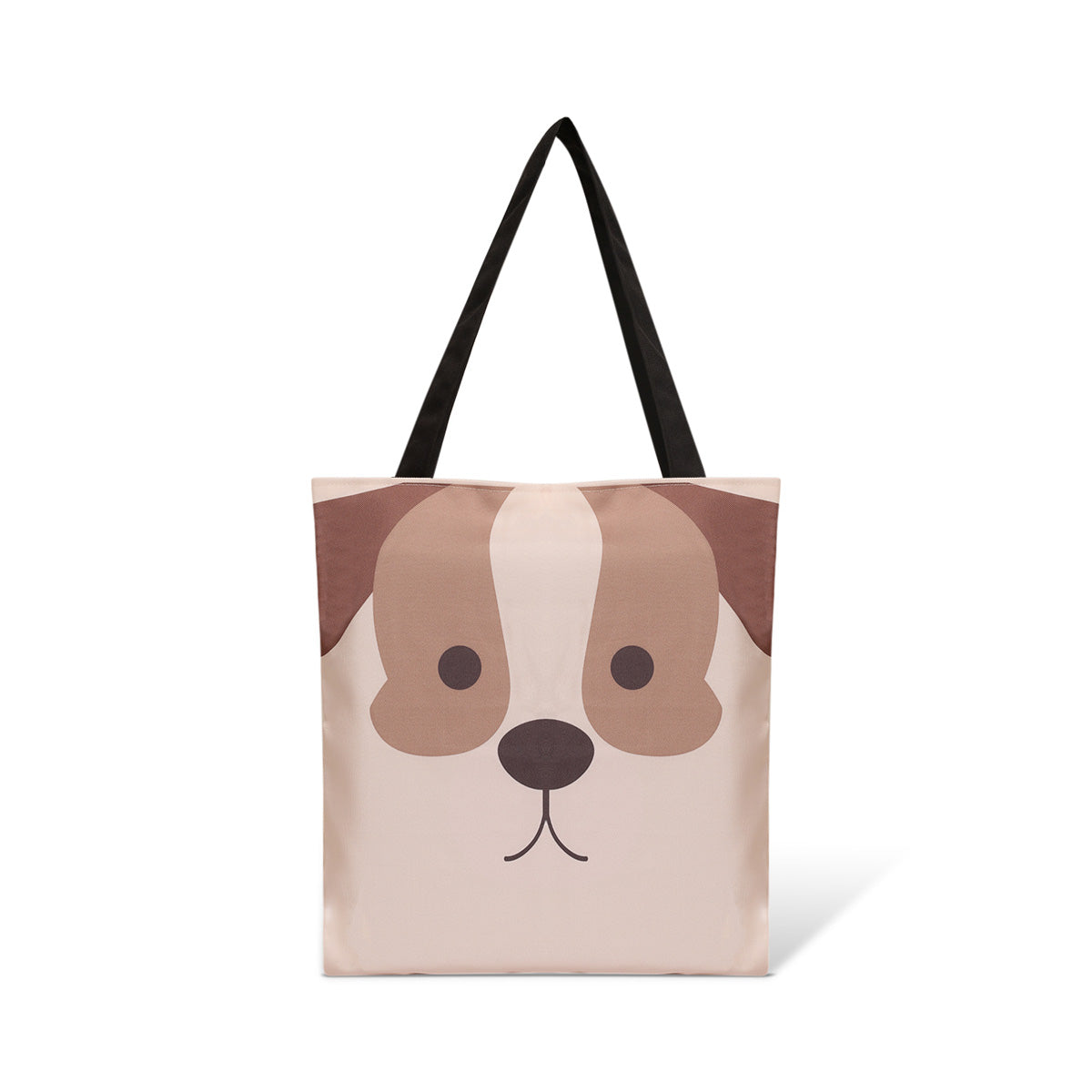 A tote bag featuring a cute dog face design, perfect for animal lovers.