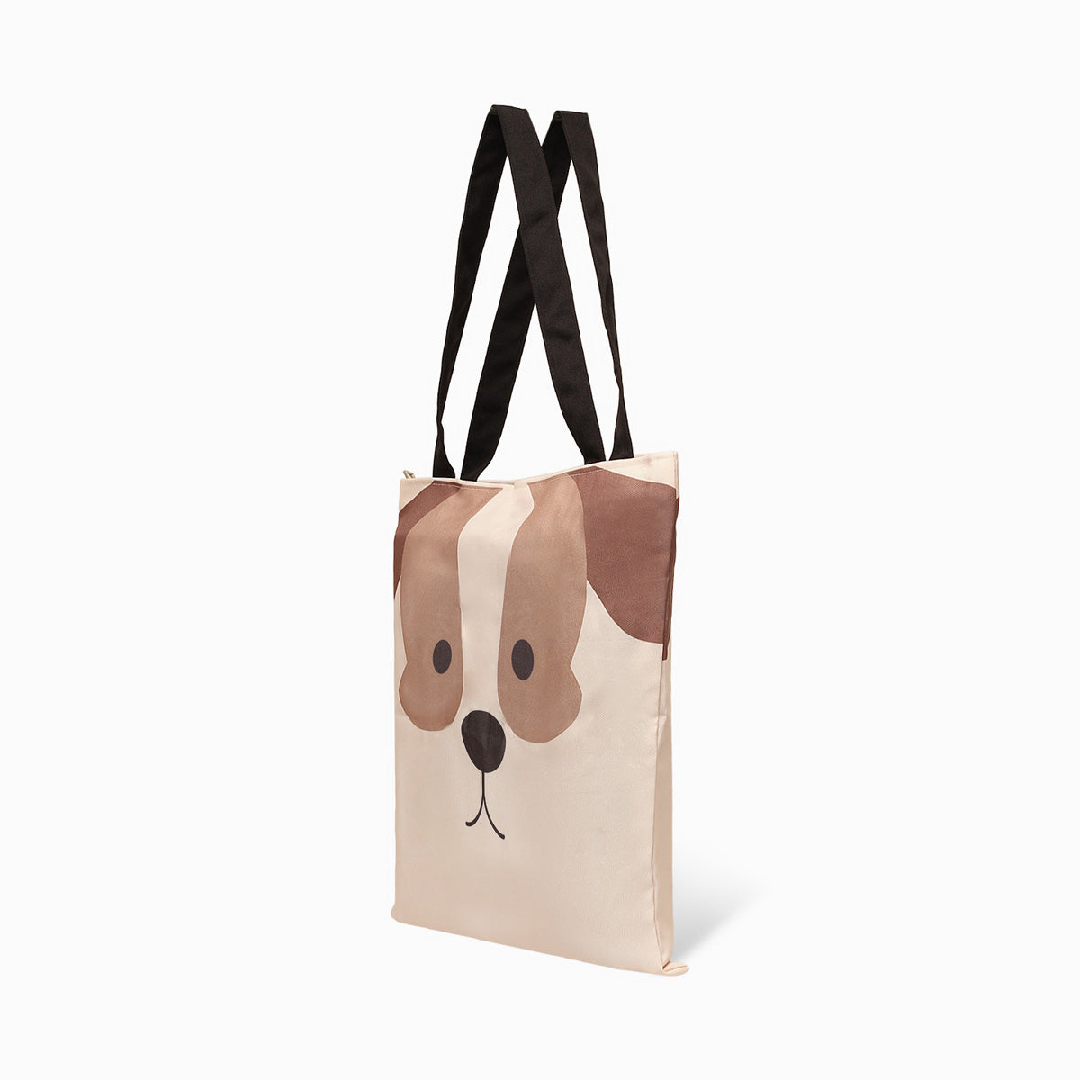 dog print tote bag side view