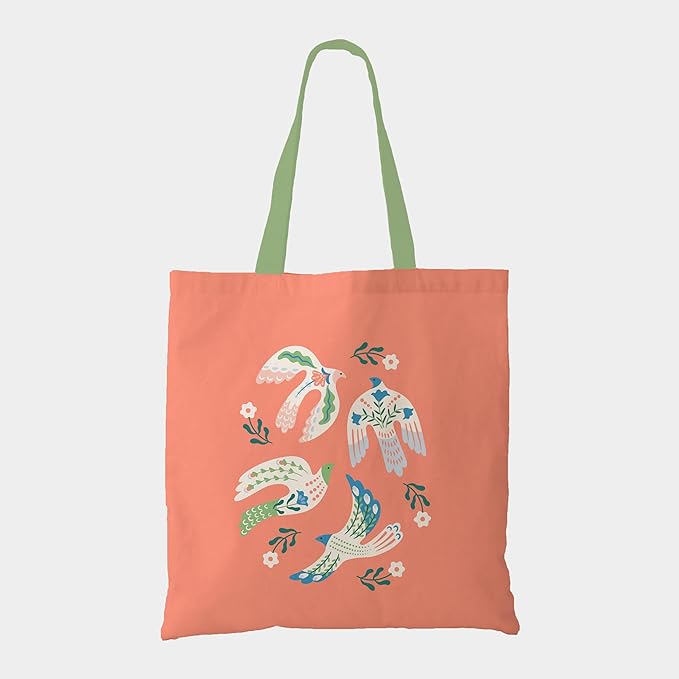 A tote bag showcasing a lively and colorful design, combining functionality with a touch of artistic expression.