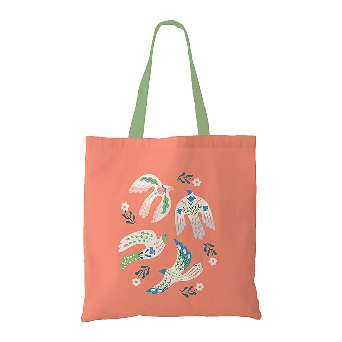 A vibrant tote bag featuring a colorful and artistic design, perfect for carrying everyday essentials in style.
