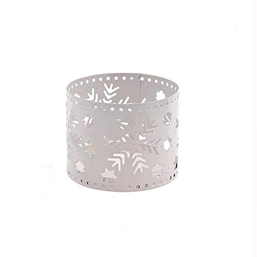  Flower-patterned white metal candle holder, a stylish and charming piece to enhance your living space.