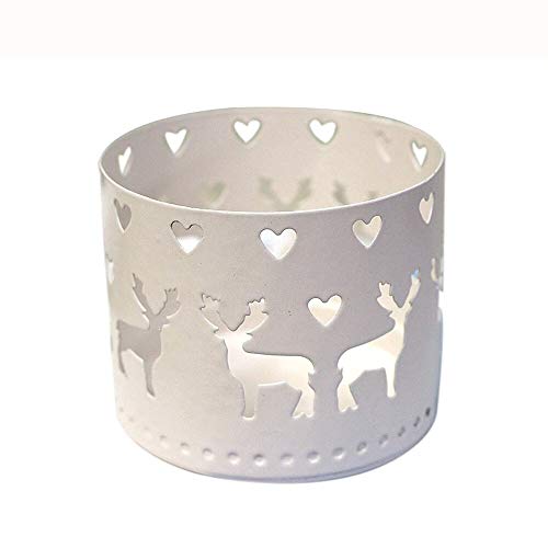  Deer-themed white candle holder, ideal for creating a cozy and rustic ambiance in any room.