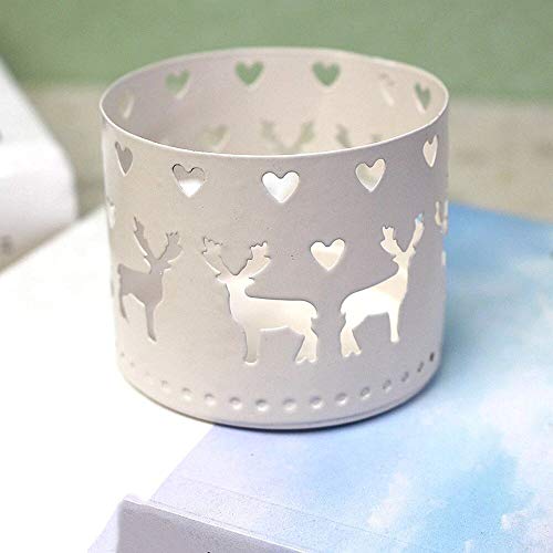 White candle holder with deer design, perfect for adding a touch of nature to your home decor.