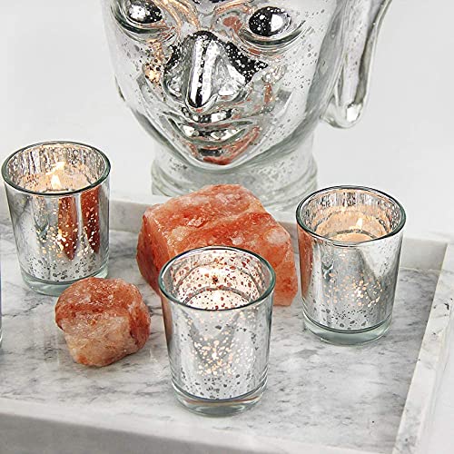  Tray featuring four elegant silver glass votives.