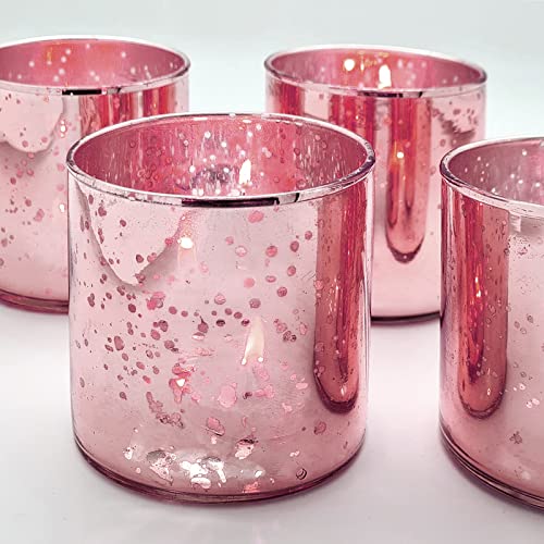 Four exquisite purple glass votives with stunning gold accents, enhancing the beauty of any room.