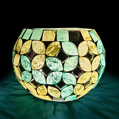 A glass ball with an intricate mosaic design