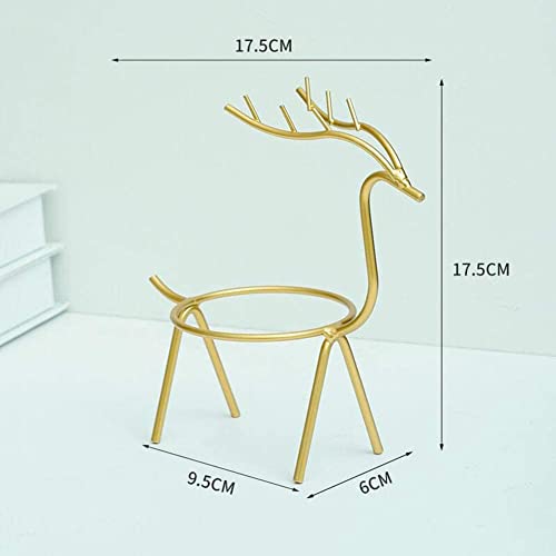Tabletop decor: shiny gold reindeer candle holder