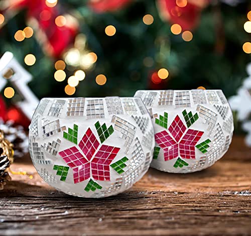 Elegant white ceramic Christmas tea light holders.