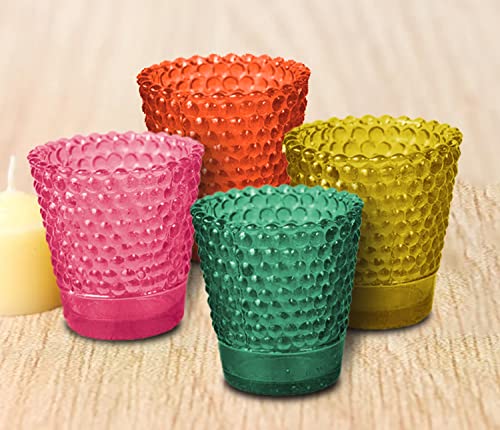 Vibrant cups with various patterns, ideal for displaying tealights.