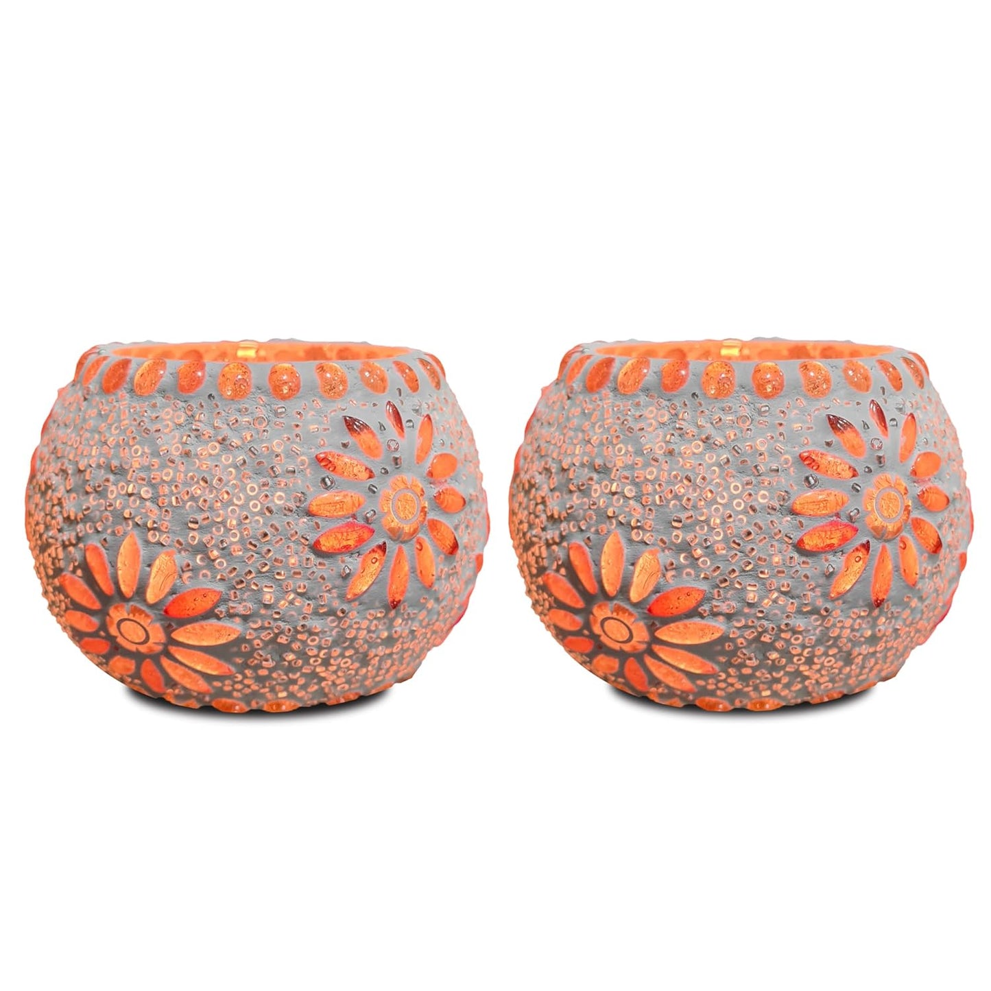 Pair of vibrant lamps with unique patterns.