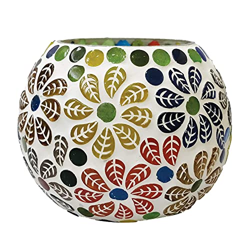  Colorful ceramic tealights adorned with floral design