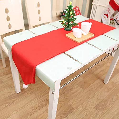 Red table runner on Christmas dining table