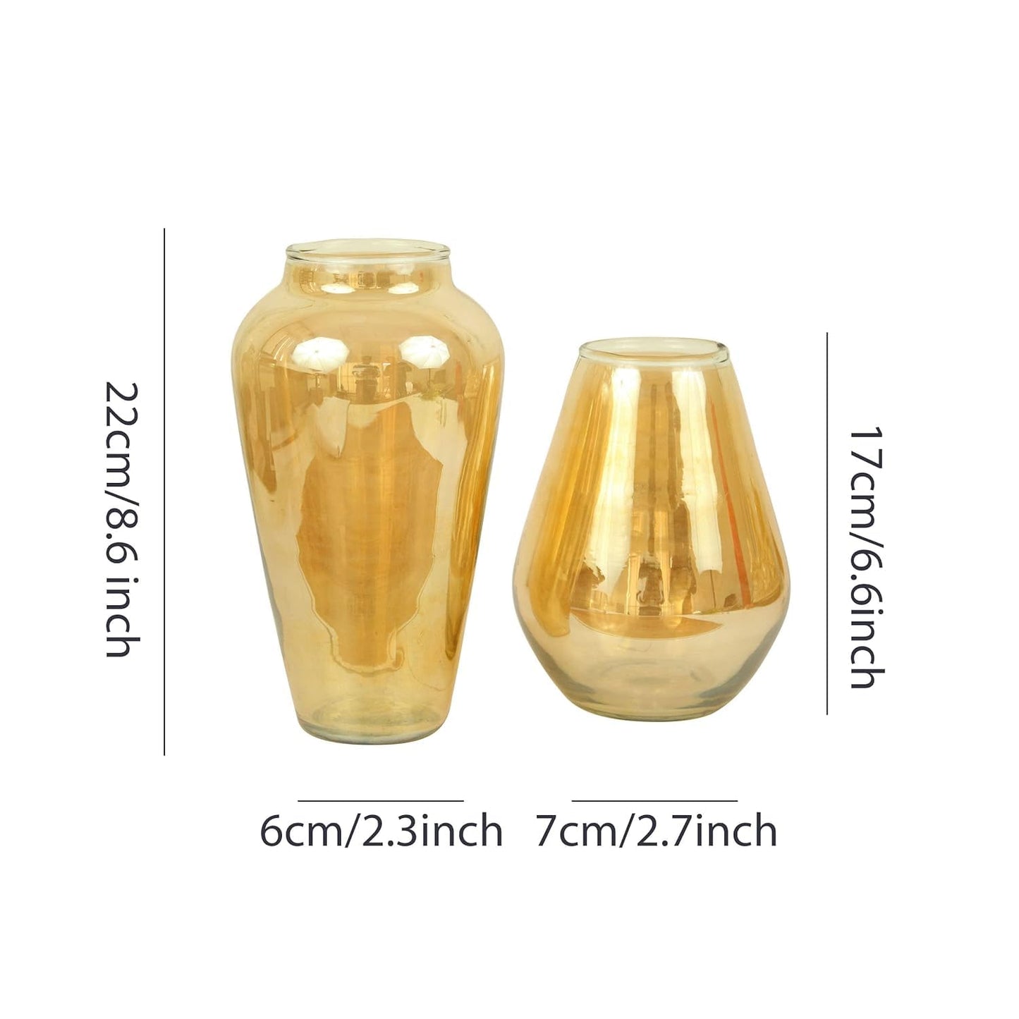 A duo of luxurious gold vases positioned closely.