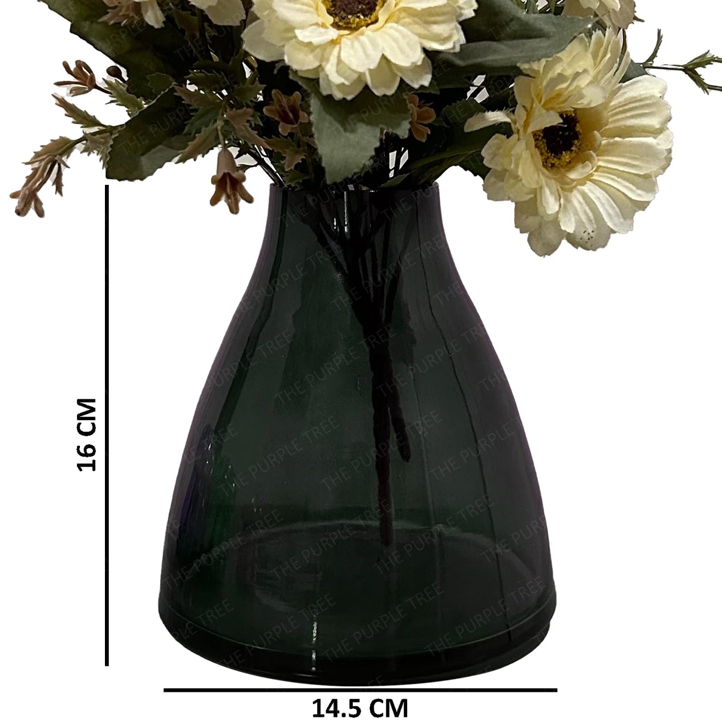  A stylish vase containing fresh flowers, positioned on a table in a well-lit room.