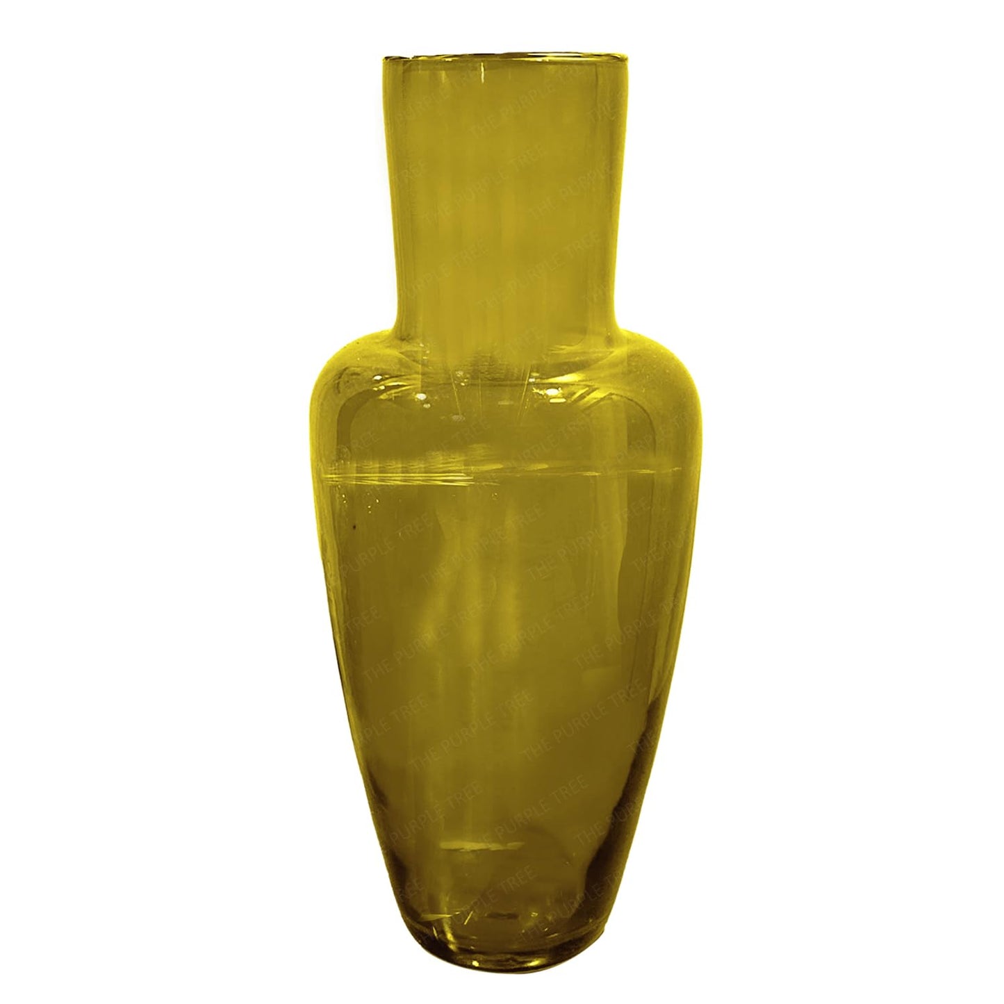 A vibrant yellow vase with a small central hole, highlighting its unique and minimalist aesthetic.