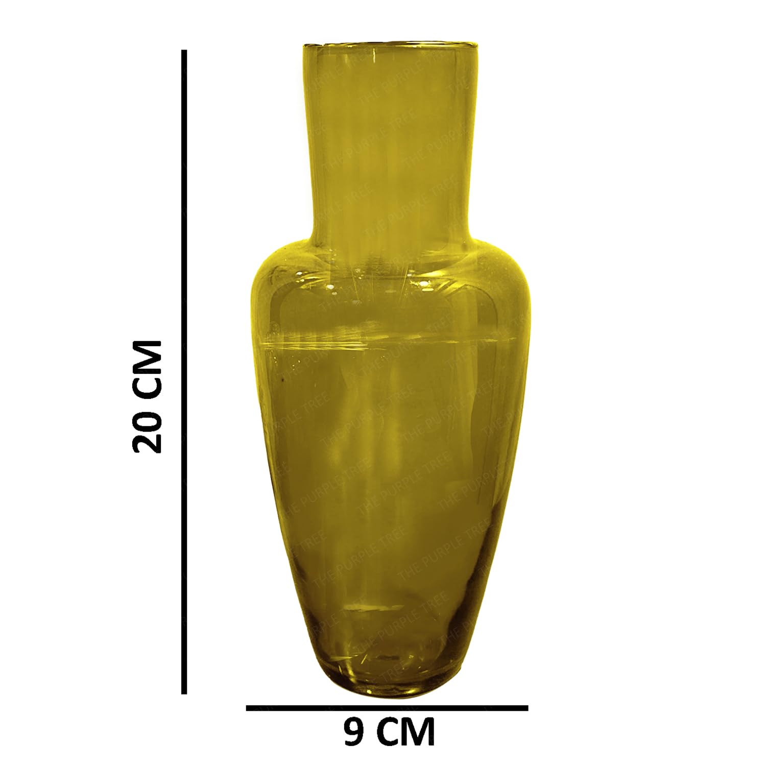  A yellow vase with a small hole at its center, emphasizing a distinctive and modern decorative style.